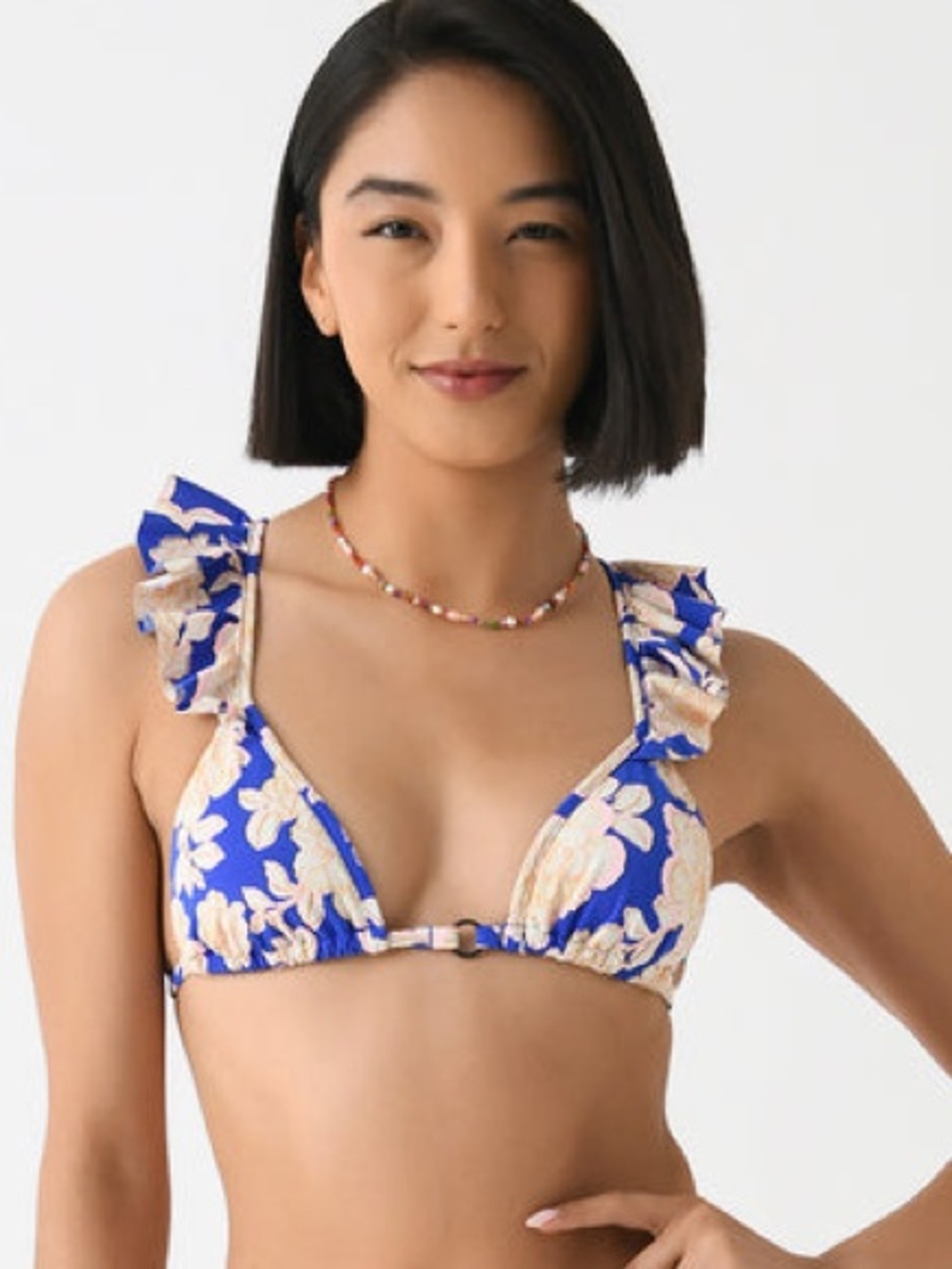 New Maaji Reversible Blue Bouquet Pirouette Floral Sliding Triangle  Bikini Top